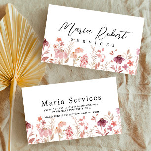 Boho wildflowers nature botanical spring business card