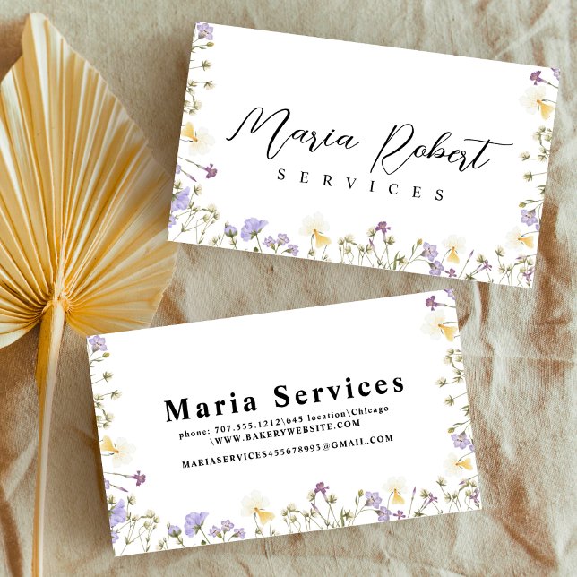 Boho wildflowers nature botanical spring business card (Creator Uploaded)