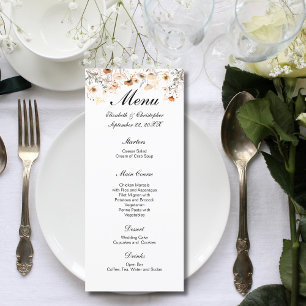 Boho Wildflowers Neutral Colours Wedding  Menu