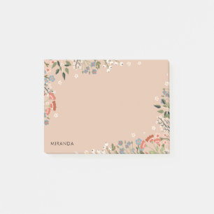 Boho Wildflowers Neutral Palette Your Name Post-it Notes