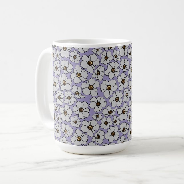 Boho Wildflowers On Lavender  Coffee Mug (Front Left)