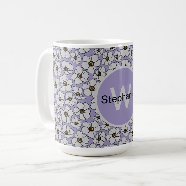 Boho Wildflowers On Lavender  Coffee Mug (Front Left)