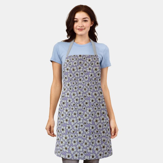 Boho Wildflowers On Lavender Purple Apron (Worn)