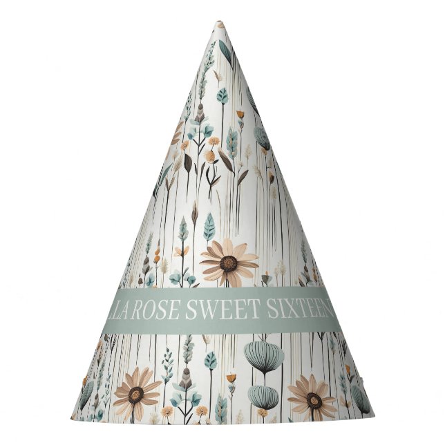 Boho Wildflowers Party Hat (Front)