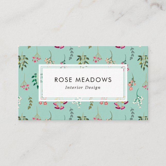Boho Wildflowers Pattern Business Card (Front)