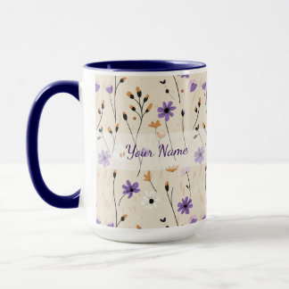Boho Wildflowers Personalised Floral Mug