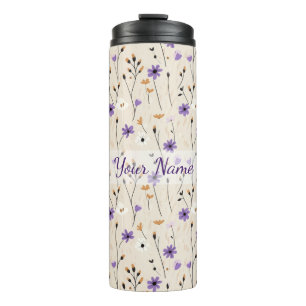 Boho Wildflowers Personalised Floral Thermal Tumbler