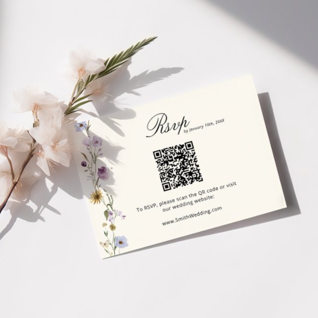 Boho Wildflowers QR Code Wedding Enclosure Card (Creator Uploaded)