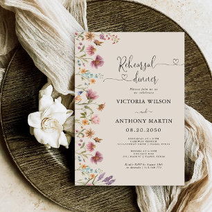 Boho Wildflowers Rehearsal Dinner Invitation