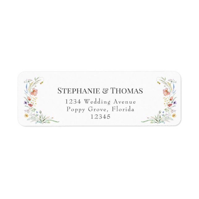 Boho Wildflowers Return Address Label (Front)