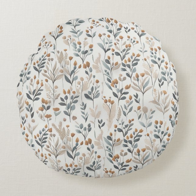 Boho Wildflowers Round Cushion (Front)