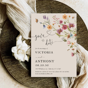 Boho Wildflowers Save The Date Cards