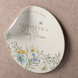 Boho wildflowers spring bridal shower personalized classic round sticker