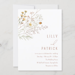 Boho Wildflowers Spring Floral Wedding Invitation