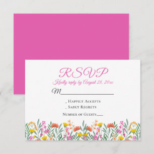 Boho Wildflowers Spring Garden Floral Wedding RSVP Card