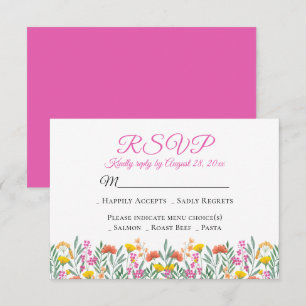 Boho Wildflowers Spring Garden Floral Wedding RSVP Card