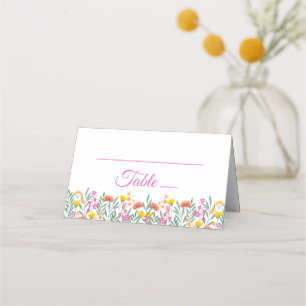 Boho Wildflowers Spring Garden Wedding Floral Place Card