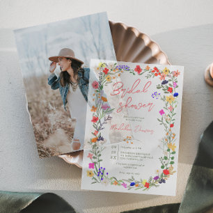 Boho Wildflowers Spring Summer Bridal Shower Vellum Invitations