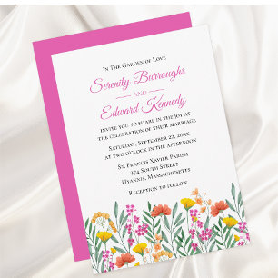 Boho Wildflowers  Summer Garden Floral Wedding  Invitation