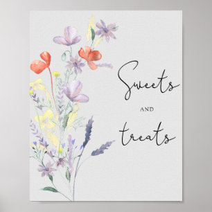 Boho Wildflowers - Sweets and Treats baby shower Poster