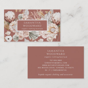 Boho Wildflowers Terracotta Clothing Branding Business Card
