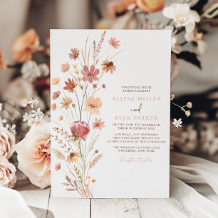 Boho Wildflowers Terracotta Wedding Invitation