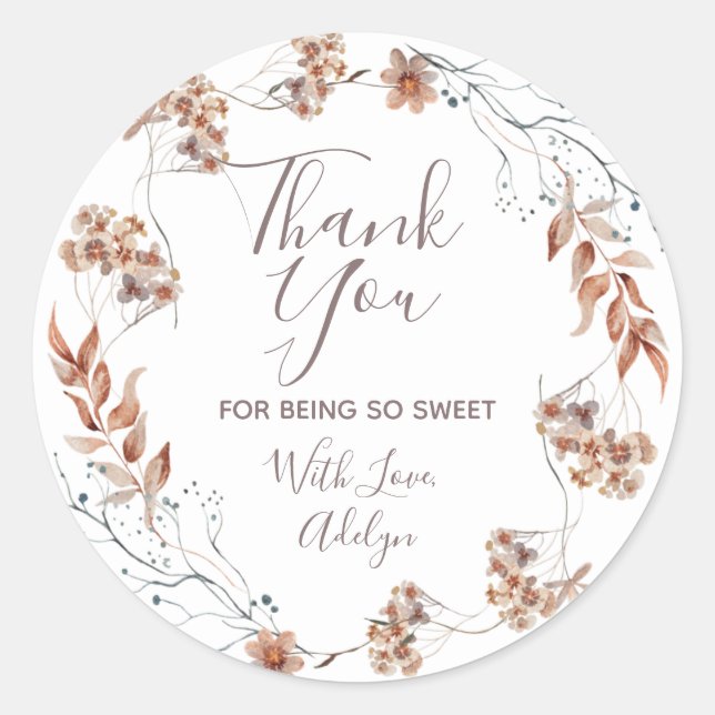 Boho Wildflowers Thank You for being here Stickers (Front)
