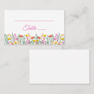 Boho Wildflowers Watercolor Floral Wedding Escort Place Card
