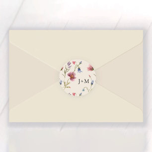 Boho Wildflowers Wedding Classic Round Sticker