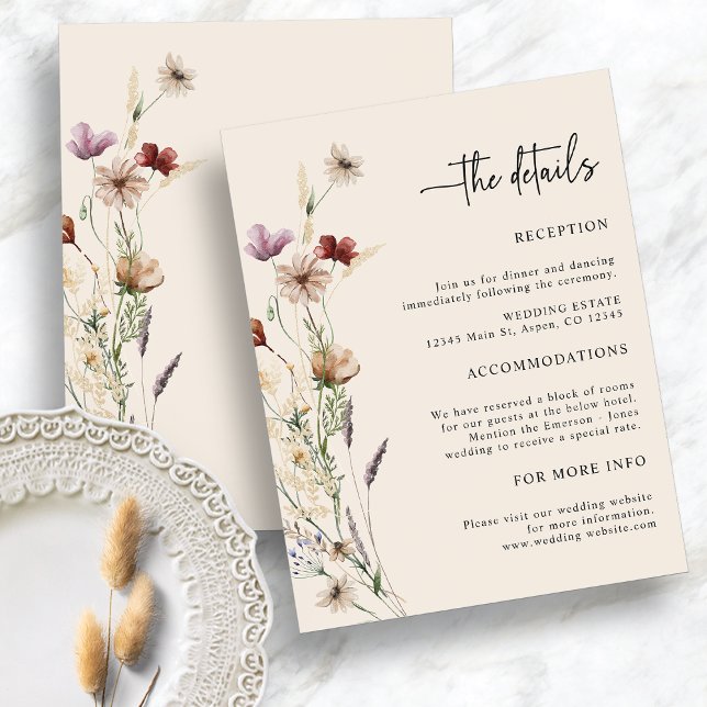 Boho Wildflowers Wedding Enclosure Card (Boho Wildflowers Wedding Enclosure Card
)