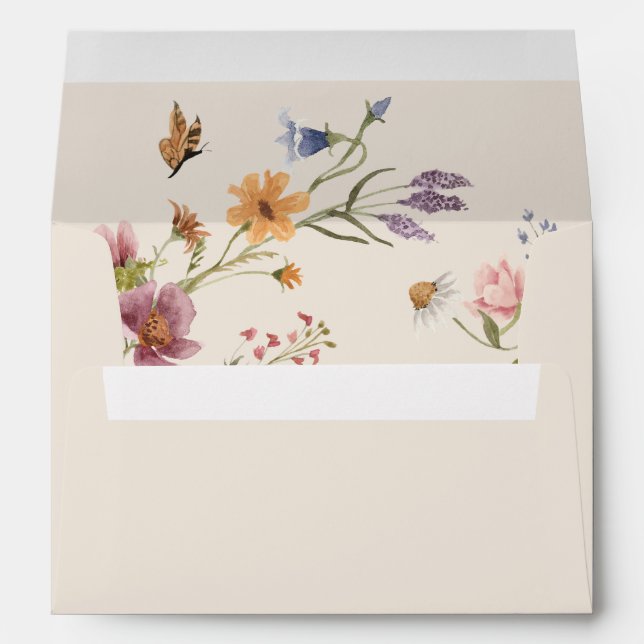 Boho Wildflowers Wedding Envelope (Back (Bottom))