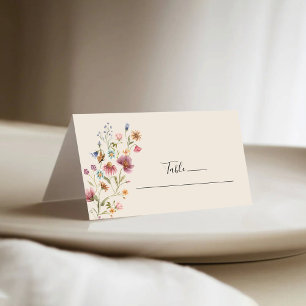 Boho Wildflowers Wedding Folded Place Cards