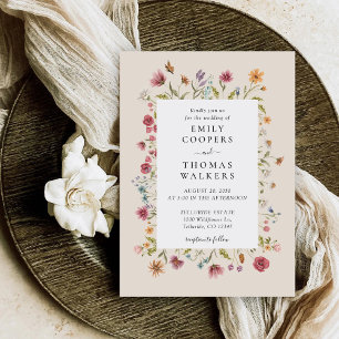 Boho Wildflowers Wedding Invitation