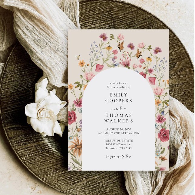 Boho Wildflowers Wedding Invitation (Creator Uploaded)
