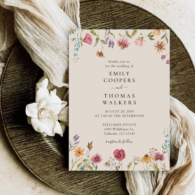 Boho Wildflowers Wedding Invitation (Creator Uploaded)