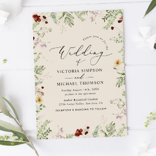 Boho Wildflowers Wedding  Invitation