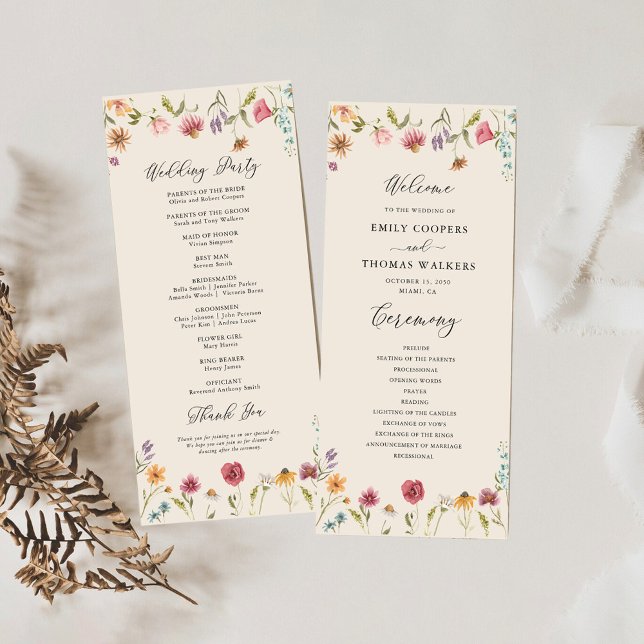 Boho Wildflowers Wedding Program Programme (Creator Uploaded)