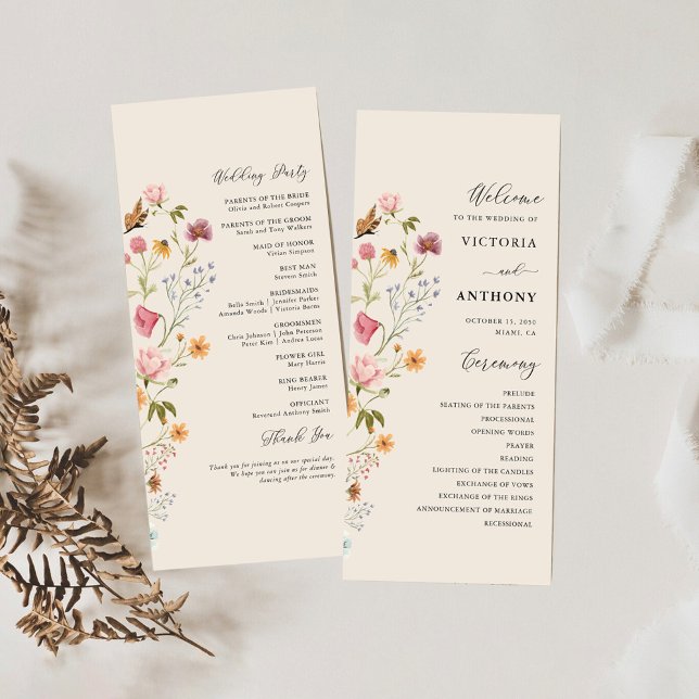 Boho Wildflowers Wedding Program Programme (Creator Uploaded)