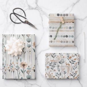 Boho Wildflowers Wrapping Paper Sheet