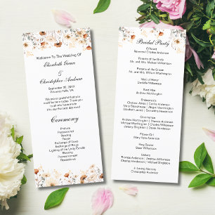 Boho Wildflowers Yellow Beige Wedding Program Menu