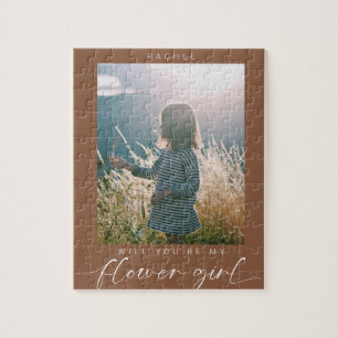 Boho Will you be my Flower Girl Photo Chic Jigsaw Puzzle