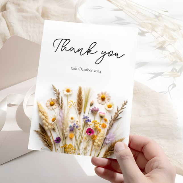 Boho Willdflower Floral Thank You Card (Creator Uploaded)