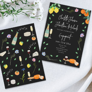 Boho Wine and Cheese Engagement Party Invitation