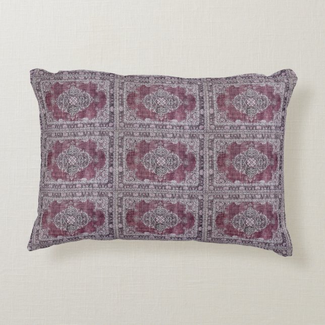 BOHO WINE PRINT BOHEMIAN BURGUNDY DECORATIVE CUSHION (Back)