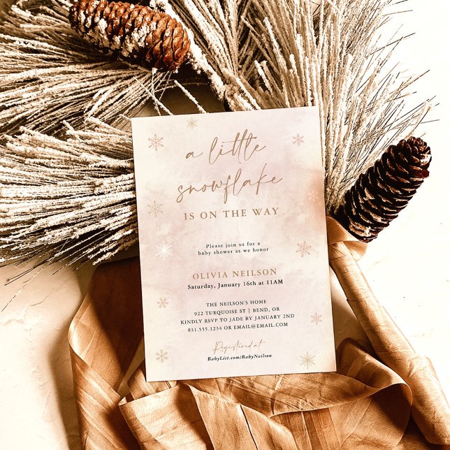 Boho Winter Baby Shower | Snowflake Wonderland Invitation (Creator Uploaded)