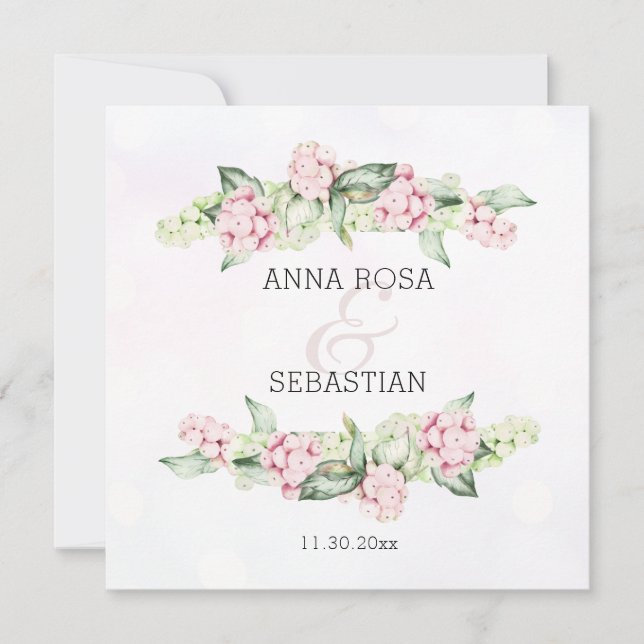 *~* Boho Winter Berry AR12 QR RSVP Wedding Invitation (Front)