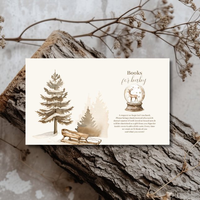 Boho Winter Christmas Baby Shower Books for Baby Enclosure Card (Creator Uploaded)