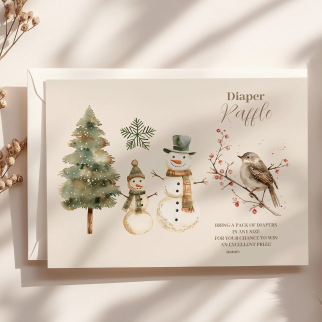 Boho Winter Christmas Baby Shower Diapper Raffle Enclosure Card (Creator Uploaded)