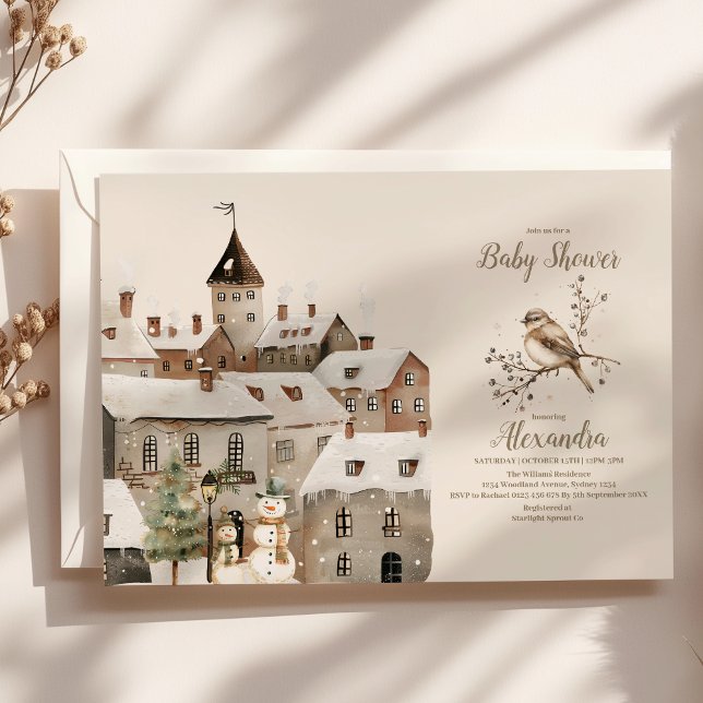 Boho Winter Christmas Baby Shower Invitation (Creator Uploaded)