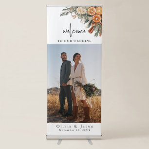 Boho Winter citrus Welcome personalised Photo Retractable Banner